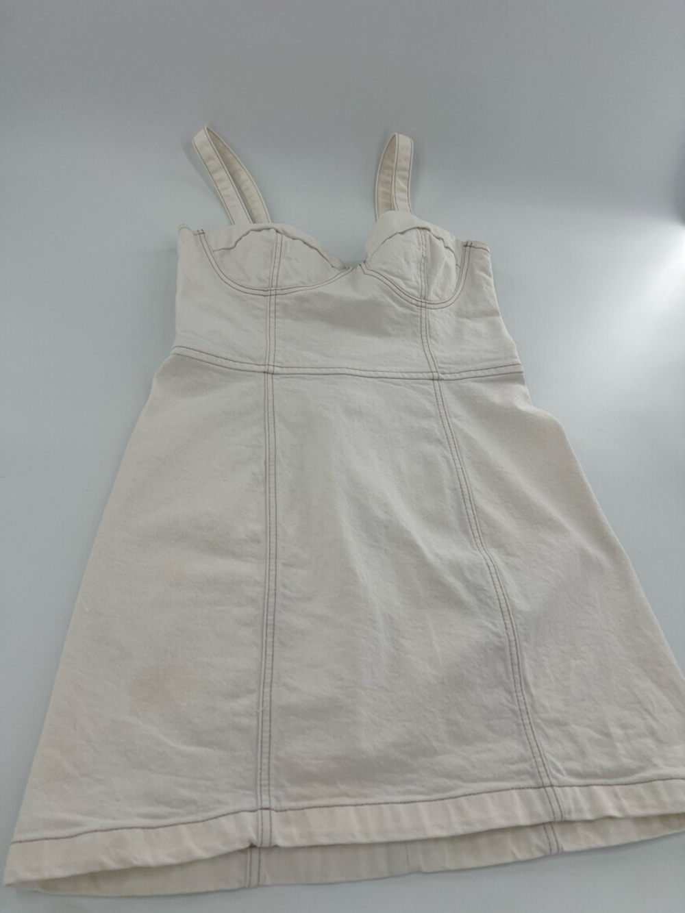 Reformation Nikki Bustier Denim Mini‎ Dress Vintage White festival 12 - Picture 4 of 11